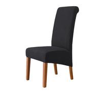 PIZZZENO Jacquard Chair Cover Elastic Chair Covers For Dining Room Washable Long Back Soft Seat Cover For Office Wedding Banquet,Black,One size