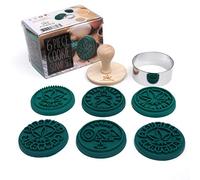 PJ BOLD Marijuana Silicone Cookie Stamps, Stainless Steel Cookie Cutter, Wood Handle, Party Novelty Gift, 6 Stamp Set