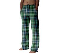 Pj Bottoms Mens Men Pjs Fluffy Pyjamas Pyjama Cotton Tartan Trousers Nightwear for and Teenagers S-3xl Lounge Wear Gifts Matching Couples Men's Pajama Pants Green-1 3XL
