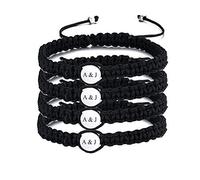 PJ JEWELLERY 1-5 Pcs Personalised Alphabet Initial Bracelet Simple Handmade Braided Macrame Bracelet Friendship bracelet Couple Bracelet BFF Gift customised Gift