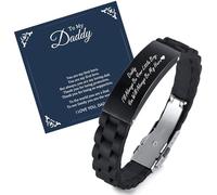 PJ JEWELLERY Daddy Gifts Mens Bracelets for Dad - Silicone Engraved Bracelet for Daddy, Dad Present for Father's Day Birthday Christmas Xmas