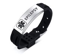 PJ JEWELLERY EPILEPSY Silicone Comfort Sport Wristband Emergency Medical Alert ID Bracelet for Men Women Kid