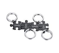 PJ JEWELLERY Personalised Puzzle Keychain for Friend Couple Stainless Steel Custom Friendship Keychain Puzzle Piece for 2,3,4,5, Custom Name Matching Puzzle Pendant Keychain Set, Gift for Sisters