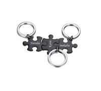 PJ JEWELLERY Personalised Puzzle Keychain for Friend Couple Stainless Steel Custom Friendship Keychain Puzzle Piece for 2,3,4,5, Custom Name Matching Puzzle Pendant Keychain Set, Gift for Sisters