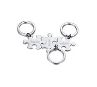 PJ JEWELLERY Personalised Puzzle Keychain for Friend Couple Stainless Steel Custom Friendship Keychain Puzzle Piece for 2,3,4,5, Custom Name Matching Puzzle Pendant Keychain Set, Gift for Sisters