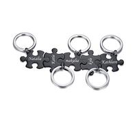 PJ JEWELLERY Personalised Puzzle Keychain for Friend Couple Stainless Steel Custom Friendship Keychain Puzzle Piece for 2,3,4,5, Custom Name Matching Puzzle Pendant Keychain Set, Gift for Sisters