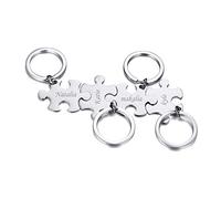 PJ JEWELLERY Personalised Puzzle Keychain for Friend Couple Stainless Steel Custom Friendship Keychain Puzzle Piece for 2,3,4,5, Custom Name Matching Puzzle Pendant Keychain Set, Gift for Sisters