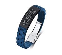 PJ JEWELLERY Personalised Silicone Medical Alert Bracelet,Customised Silicone Sport Wristband Emergency ID Bracelets For Mens Teens Boys,Medical ID SOS Outdoor Daily Bracelet Adjustable