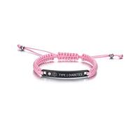PJ JEWELLERY Type 1 Diabetes Handmade Adjustable Braided Rope Medical ID Bracelets Paracord Weaving Medical Alert Macrame ID Bracelets for Men Women