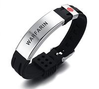 PJ JEWELLERY WARFARIN Silicone Comfort Sport Wristband Emergency Medical Alert ID Bracelet for Men Women Kid Boy