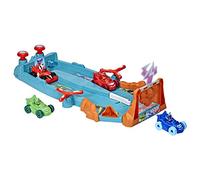 PJ Masks Animal Power Smash and Zoom Racetrack Preschool Toy, Zoomzania Raceway Vehicle Playset with 4 Cars for Kids Ages 3 and Up