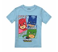 PJ Masks Boy's Comic Heroes T-Shirt Light Blue | Size: 7-8 Years PJ Masks Light Blue 7-8 Years