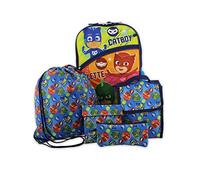 PJ Masks Boys Girls 5 piece 16 Inch Backpack Lunch Bag and Snack Bag School Set (One Size, Blue/Multi)