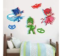 PJ Masks Characters Wall Sticker Set Owlette Cat Boy Gekko Decal Art Kids Vinyl (90cm Width x 45cm Height)