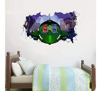 PJ Masks Gekko Mobile Broken Wall Sticker Owlette Cat Boy Gekko Decal Art Kids (60cm Width x 30cm Height)