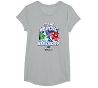 PJ Masks It's My Heroic Birthday Power Heroes Epic Logo T-Shirt, Girls, Heather Grey, Small