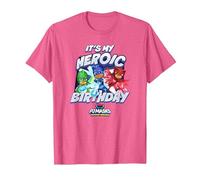PJ Masks It's My Heroic Birthday Power Heroes Epic Logo T-Shirt, Men, Pink Heather, Medium