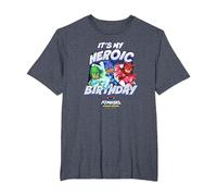 PJ Masks It's My Heroic Birthday Power Heroes Epic Logo T-Shirt, Men's Big and Tall, Heather Blue, 2X Tall