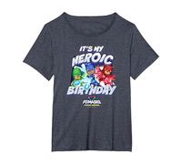 PJ Masks It's My Heroic Birthday Power Heroes Epic Logo T-Shirt, Women's Plus, Heather Blue, 1X