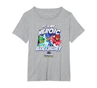 PJ Masks It's My Heroic Birthday Power Heroes Epic Logo T-Shirt, Women's Plus, Heather Grey, 1X