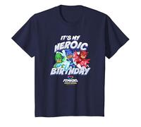 PJ Masks It's My Heroic Birthday Power Heroes Epic Logo T-Shirt, Youth, Navy Blue, Medium