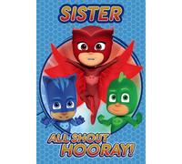 PJ Masks Sister Characters Birthday Card in Mid Blue PJ Masks Mid Blue