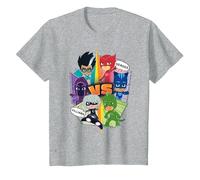 PJ Masks Villains vs Heroes T-Shirt, Youth, Heather Grey, Medium