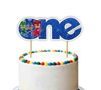 PJ Msks ONE Cake Topper Decoration - Colorful Superhero-Themed First Birthday Cake Topper for Party Decorations | Fun and Easy-to-Use Cake Decor for Smash Cakes and Birthday Celebrations