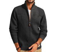 PJ PAUL JONES Cardigans for Men Smart Full Zip up Knitted Sweater Casual Winter Cardigans XL Grey
