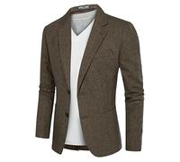 PJ PAUL JONES Herringbone Tweed Blazer British Wool Blend Sport Coat Jacket, Brown-Houndstooth, XL