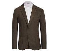 PJ PAUL JONES Herringbone Tweed Blazer Vintage British 1920s Blazer with Pockets for Business Wedding, A-Dark Brown, XL