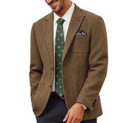 PJ PAUL JONES Men's 2 Button Tweed Wool British Blazer Regular Fit Business Suit Jacket Men, apricot, XL