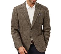 PJ PAUL JONES Men's 2 Button Tweed Wool British Blazer Regular Fit Business Suit Jacket Men, khaki, L