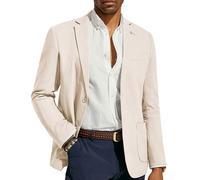PJ PAUL JONES Mens Blazer Casual Cotton-Linen Sport Coat Lightweight 2 Button Unlined Suit Jackets, Apricot, L