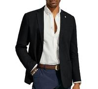 PJ PAUL JONES Mens Blazer Casual Cotton-Linen Sport Coat Lightweight 2 Button Unlined Suit Jackets, Black, L