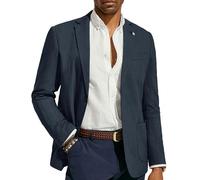 PJ PAUL JONES Mens Blazer Casual Cotton-Linen Sport Coat Lightweight 2 Button Unlined Suit Jackets, Grey Blue, M