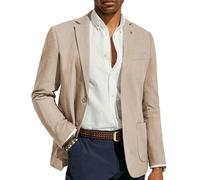 PJ PAUL JONES Mens Blazer Casual Cotton-Linen Sport Coat Lightweight 2 Button Unlined Suit Jackets, Light Khaki, L