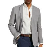 PJ PAUL JONES Mens Blazer Casual Cotton-Linen Sport Coat Lightweight 2 Button Unlined Suit Jackets, Light Grey, L