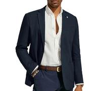 PJ PAUL JONES Mens Blazer Casual Cotton-Linen Sport Coat Lightweight 2 Button Unlined Suit Jackets, Navy Blue, S
