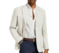 PJ PAUL JONES Mens Blazer Casual Cotton-Linen Sport Coat Lightweight 2 Button Unlined Suit Jackets, White, XXL