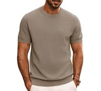 PJ PAUL JONES Mens Casual T-Shirts Classic Short Sleeve Knit Tees Crewneck Solid Tee Shirts, Camel, XXL