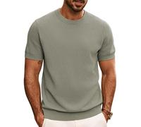 PJ PAUL JONES Mens Casual T-Shirts Classic Short Sleeve Knit Tees Crewneck Solid Tee Shirts, Khaki Green, S