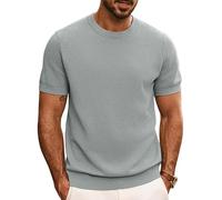 PJ PAUL JONES Mens Casual T-Shirts Classic Short Sleeve Knit Tees Crewneck Solid Tee Shirts, Light Grey, Medium