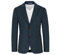 PJ Paul Jones Mens Herringbone Blazer Vintage Tweed Wool Blend Sport Coat Jacket, Dark Blue, S