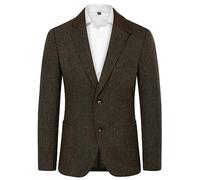 PJ Paul Jones Mens Herringbone Blazer Vintage Tweed Wool Blend Sport Coat Jacket, Dark Coffee, S