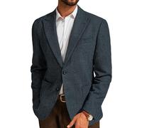 PJ PAUL JONES Mens Herringbone Blazer Vintage Tweed Wool Blend Sport Coat Jacket, Navy Blue32, S