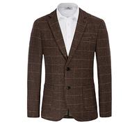 PJ PAUL JONES Men's Herringbone Tweed Blazer British Wool Blend Sport Coat Jacket, Wine Red, XXL