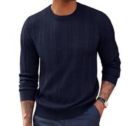 PJ PAUL JONES Mens Pullover Long Sleeve Knitted Top Casual Crew Neck Sweaters Navy Blue XL
