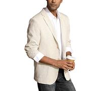 PJ Paul Jones Men's Slim Fit Lightweight Linen Jacket Tailored Blazer Sport Coat, A-Khaki, M