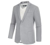 PJ PAUL JONES Men's Sporty Classic British Blazer 2 Buttons Modern Knitted Blazer Suit Jacket for Men, lightgrey, XL